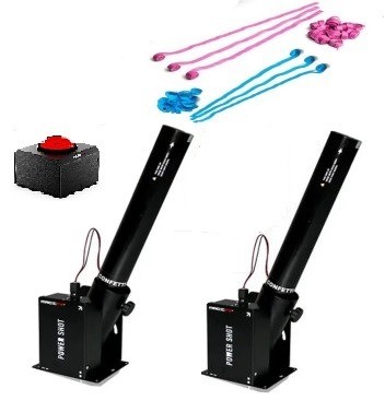 Te huur gender reveal dubbele streamer shooter met lanceerknop